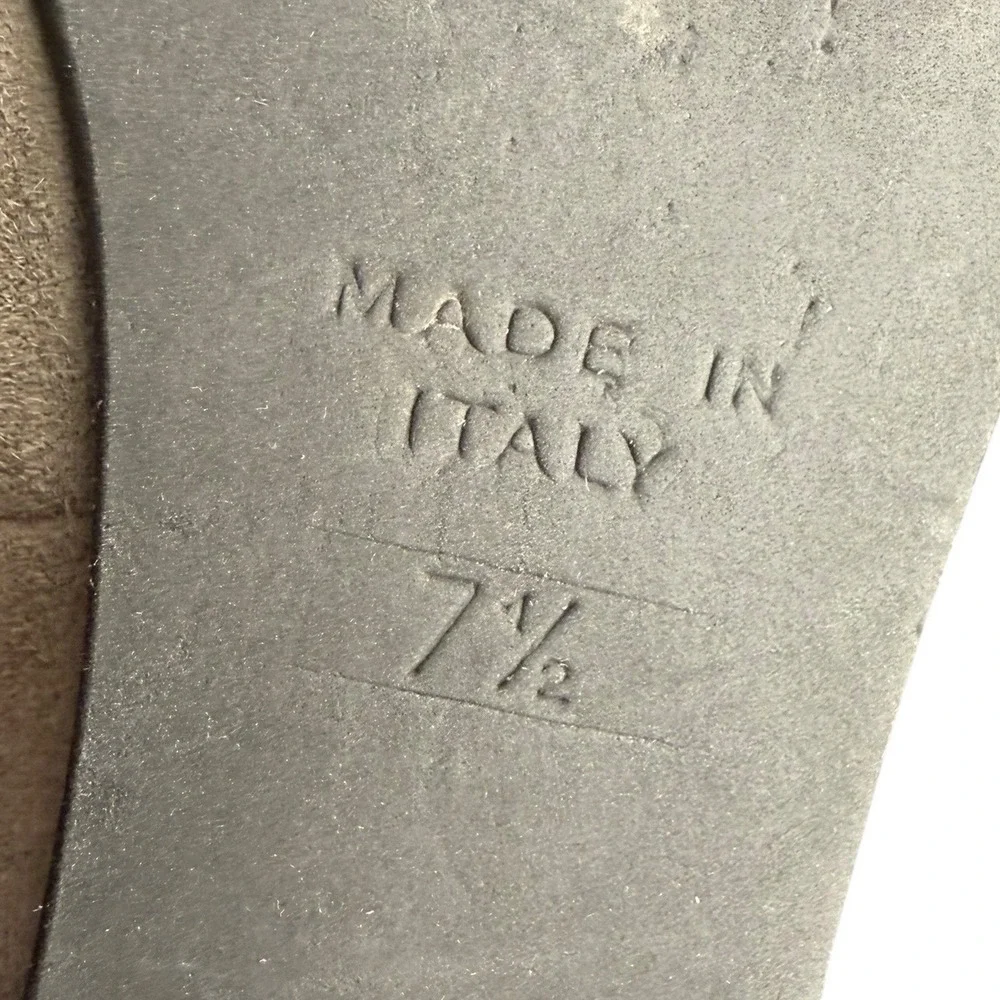 FS/NY Taupe Suede Wedge Pumps Made in Italy Round‎ Toe Women's Size 7.5